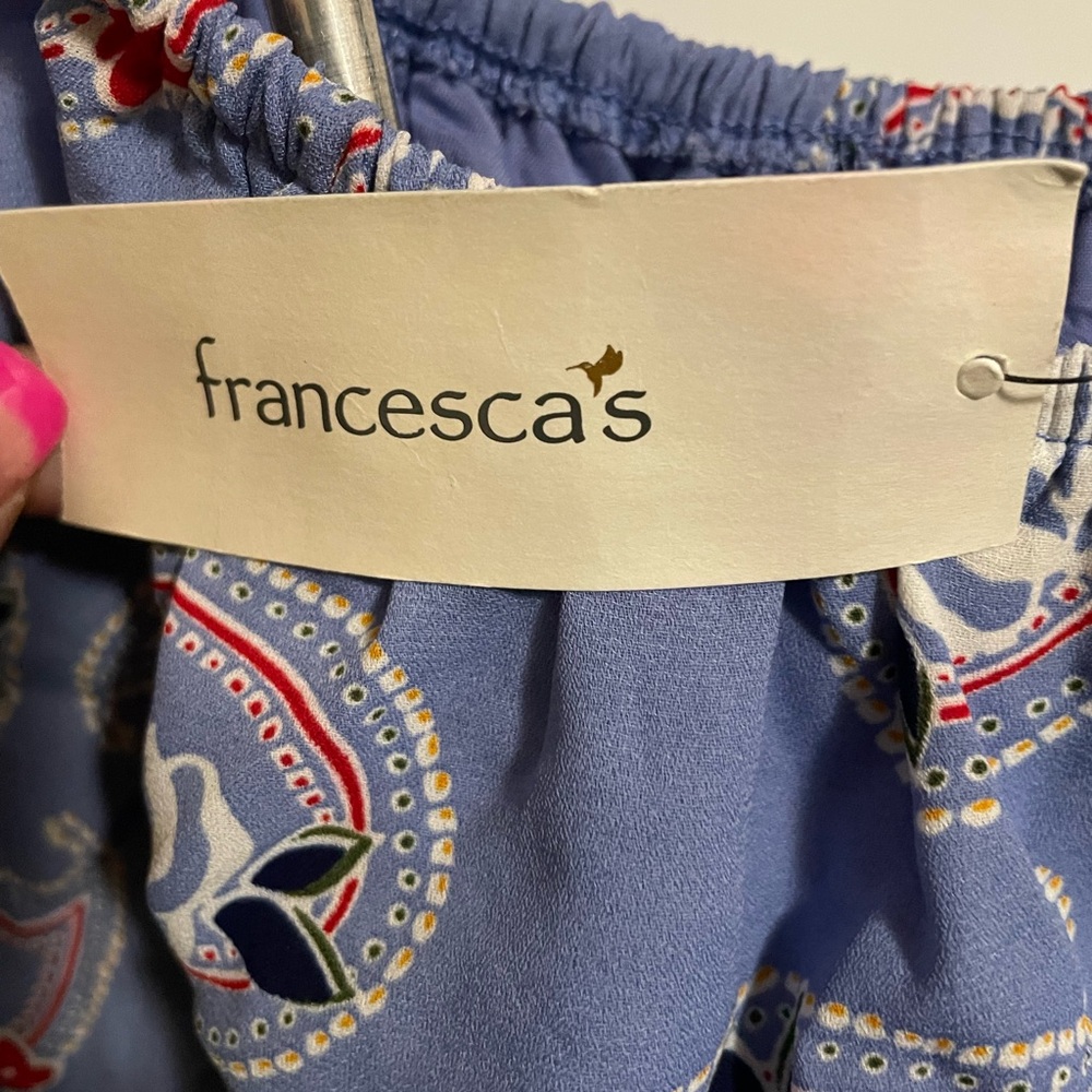 Francesca's Oxford Blue Paisley Skirt